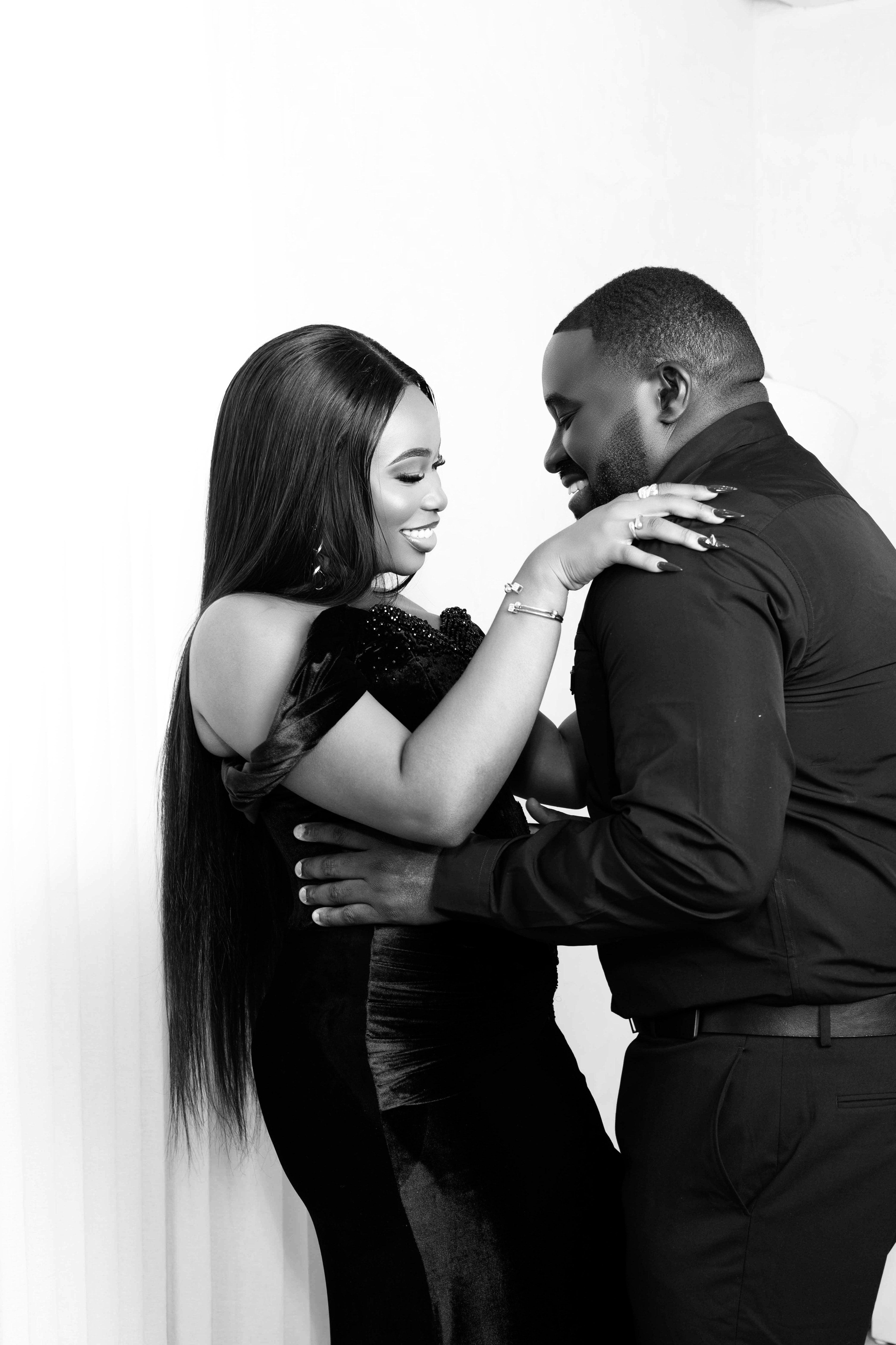 Intimate black and white formal portrait